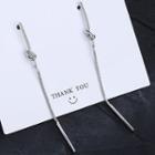 Alloy Knot & Bar Dangle Earring 1 Pair - Earring Backs - Silver - One Size