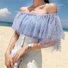 Off Shoulder Short-sleeve Top / Wide Leg Shorts
