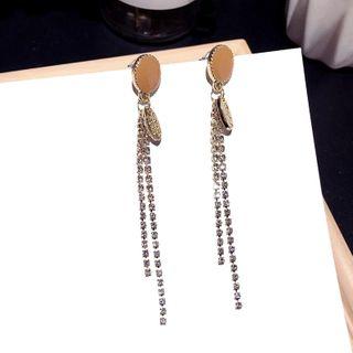 Rhinestone Fringed Earring 1 Pair - Tangerine - One Size