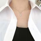 925 Sterling Silver Rhinestone Star Necklace 1 Pc - Silver - One Size