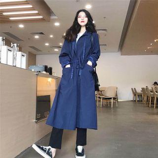 Loose-fit Long Jacket With Sash