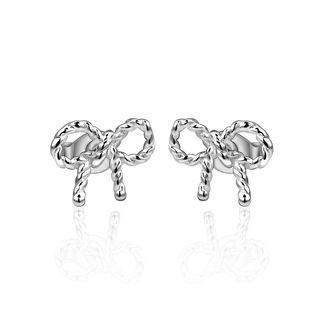 Elegant Fashion Bow Stud Earrings Silver - One Size