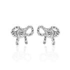 Elegant Fashion Bow Stud Earrings Silver - One Size