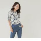 Floral Short-sleeve Round Neck Top