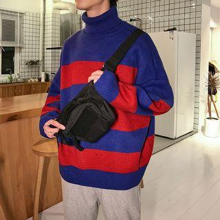 Color Block Turtleneck Long-sleeve Sweater