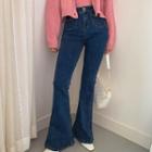 High-waist Flap-pocket Boot-cut Jeans