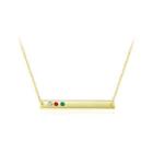 925 Sterling Silver Plated Gold Simple Bar Necklace With Austrian Element Crystal Golden - One Size