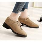 Square Toe Chunky Heel Lace-up Shoes