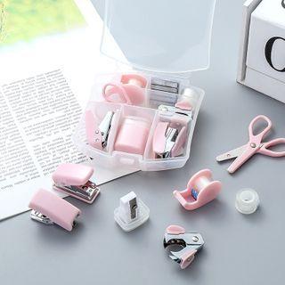 Set: Stapler + Staple Refill + Remover + Adhesive Tape + Dispenser + Scissors + Pencil Sharpener + Hole Punch