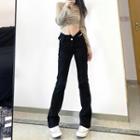 High-waist Cutout Boot-cut Jeans