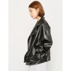 Faux-leather Loose-fit Rider Jacket