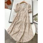 Short-sleeve Ditsy A-line Chiffon Dress