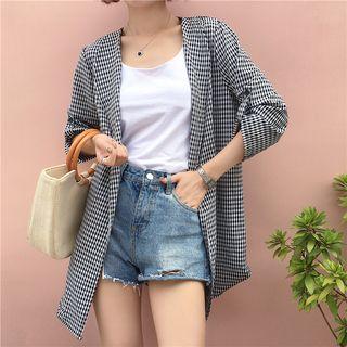 Check Open Front Jacket