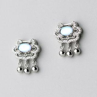 Lock Stud Earring 1 Pair - Silver - One Size