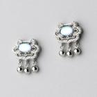 Lock Stud Earring 1 Pair - Silver - One Size