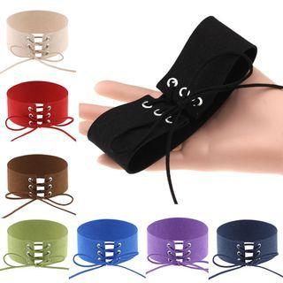 Lace Up Flannel Choker