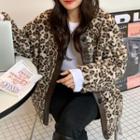 Leopard Button Jacket Leopard - Khaki - One Size