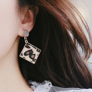Leopard Print Square Dangle Earring