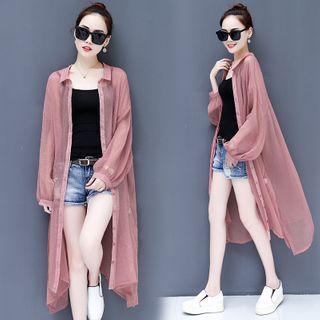 Long-sleeve Long Sheer Shirt