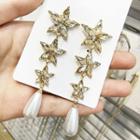 Faux Crystal Star Faux Pearl Dangle Earring 1 Pair - As Shown In Figure - One Size