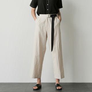 Belted-detail Linen Blend Pants