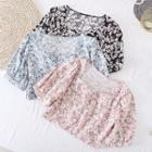 Short-sleeve Floral Puff-sleeve Top