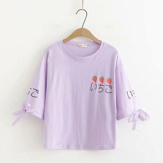 3/4-sleeve Fruit Print T-shirt