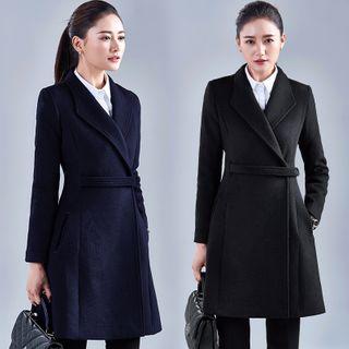 Button-up Plain Woolen Coat
