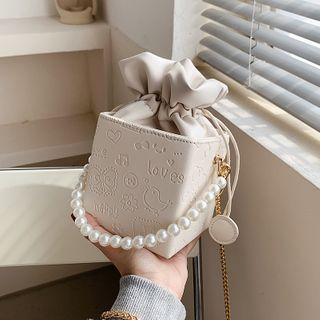 Faux Pearl Plain Bucket Bag
