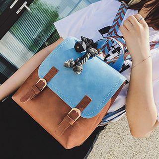Faux-suede Color-block Backpack