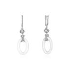 925 Sterling Silver Round Earrings With Austrian Element Crystal Silver - One Size