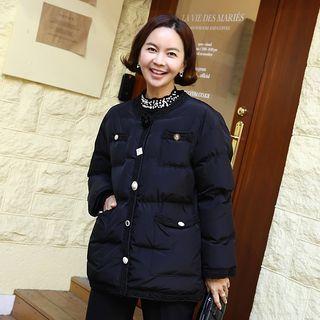 Lace-detail Rhinestone Padded Jacket