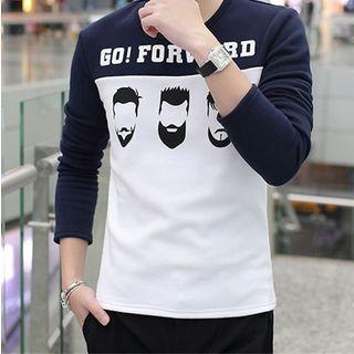 Long-sleeve Color Block Printed T-shirt