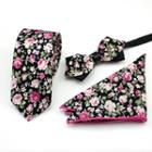 Set Of 3: Printed Neck Tie + Bow Tie + Pocket Square Mz-21 - One Size