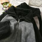 Colorblock Loose-fit Fleece Jacket