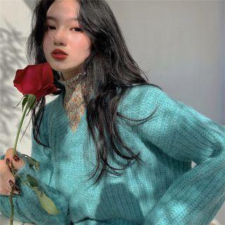 Mock-turtleneck Floral Print Blouse / Sweater