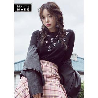 Rhinestone-embellished Wool Blend Sweater