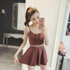 Set: Plain Camisole Top + Wide Leg Shorts