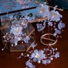 Wedding Mesh Flower Faux Pearl Hair Clip / Earring
