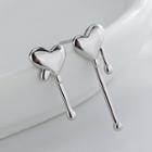 Melting Heart Asymmetrical Alloy Earring 1 Pair - Earring - With Earring Backs - Non-matching - Silver - One Size