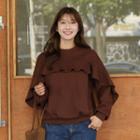 Ruffle-trim Pintuck-detail Pullover