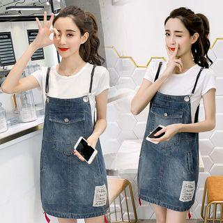 Short-sleeve Striped T-shirt / Mini Jumper Dress / Set