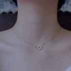 Pearl Double Ring Necklace Gold - One Size