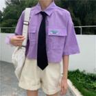 Short-sleeve Cargo Shirt With Tie
