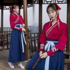 Couple Matching Set : Long-sleeve Hanfu Top + Maxi A-line Skirt