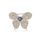 925 Sterling Silver Plated Gold Bright And Elegant Butterfly Black Freshwater Pearl Brooch With Cubic Zirconia Golden - One Size