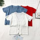 Button-down Short-sleeved Knit Top