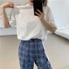 Elbow-sleeve Pocket T-shirt White - One Size