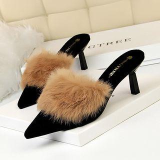 Faux Fur High-heel Sandals
