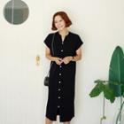 Flower-button Midi Knit Dress